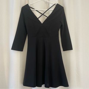Shein Black Cross Back Half Long Sleeve Dress
